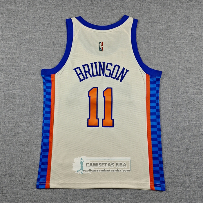 Camiseta Nino New York Knicks Jalen Brunson NO 11 Ciudad 2025-26 Crema